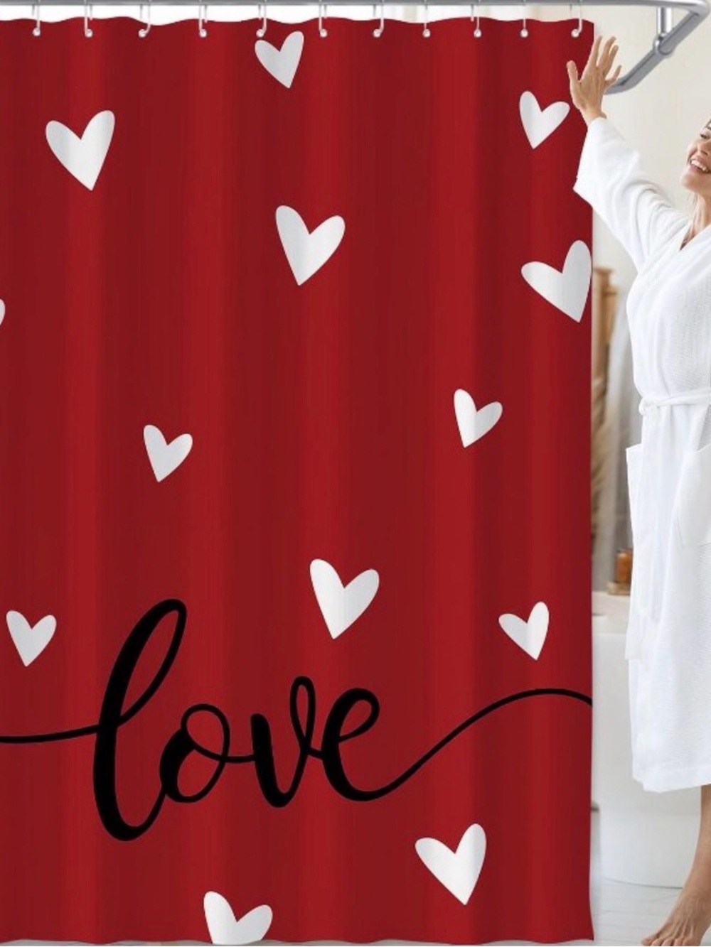 Red 'Love' Heart Shower Curtain - Home Bath